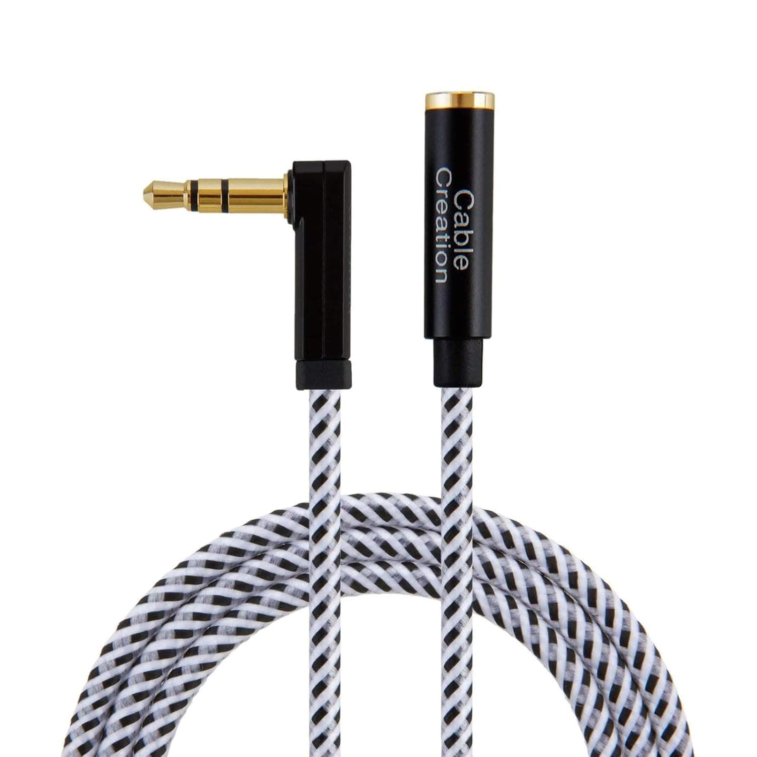 CableCreation 3.5mm Audio Extension Cable, Angle 3.5mm Male to Female Aux Extension Cord Compatible with Beats Headphones, Echo Dog, Phones, Speakers, Home& Car Stereo, 3Feet