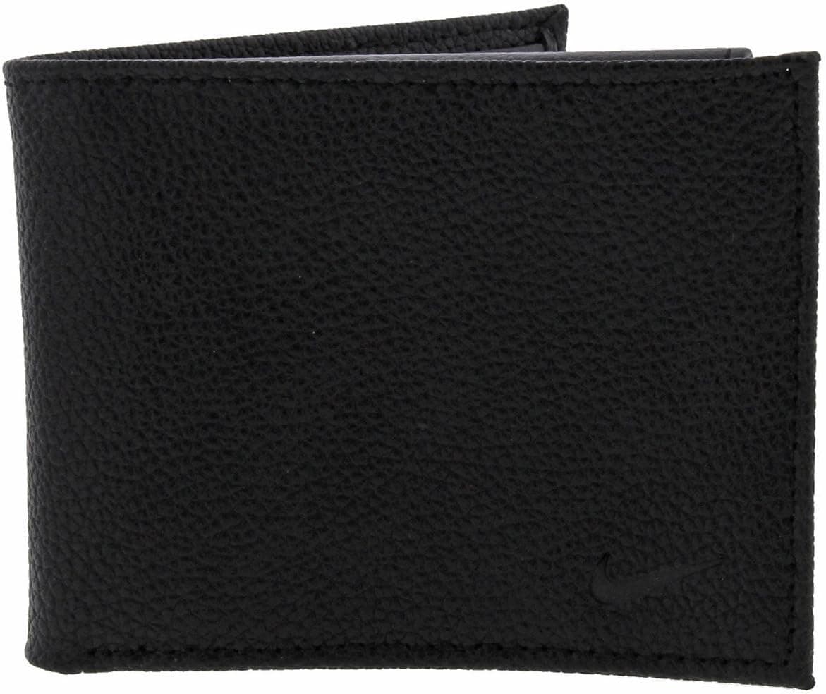 Nike Mens Leather Billfold Bifold Wallet Black O/S