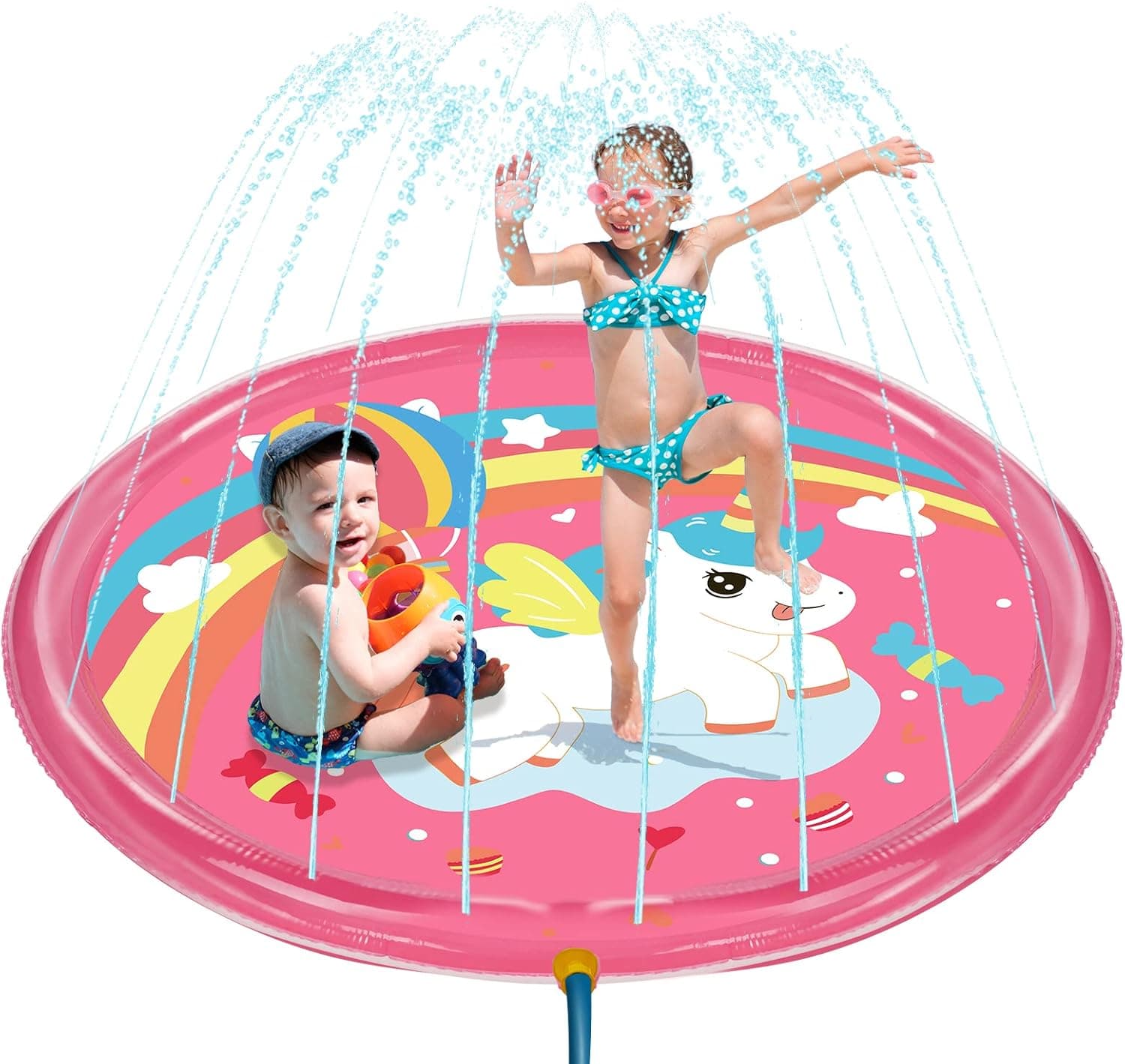 Splash Pad for Kids Toddlers, Unicorn Sprinkler Splash Pad for Backyard Outside Outdoor, 68" Large Splash Play Mat for Children Girls Boys