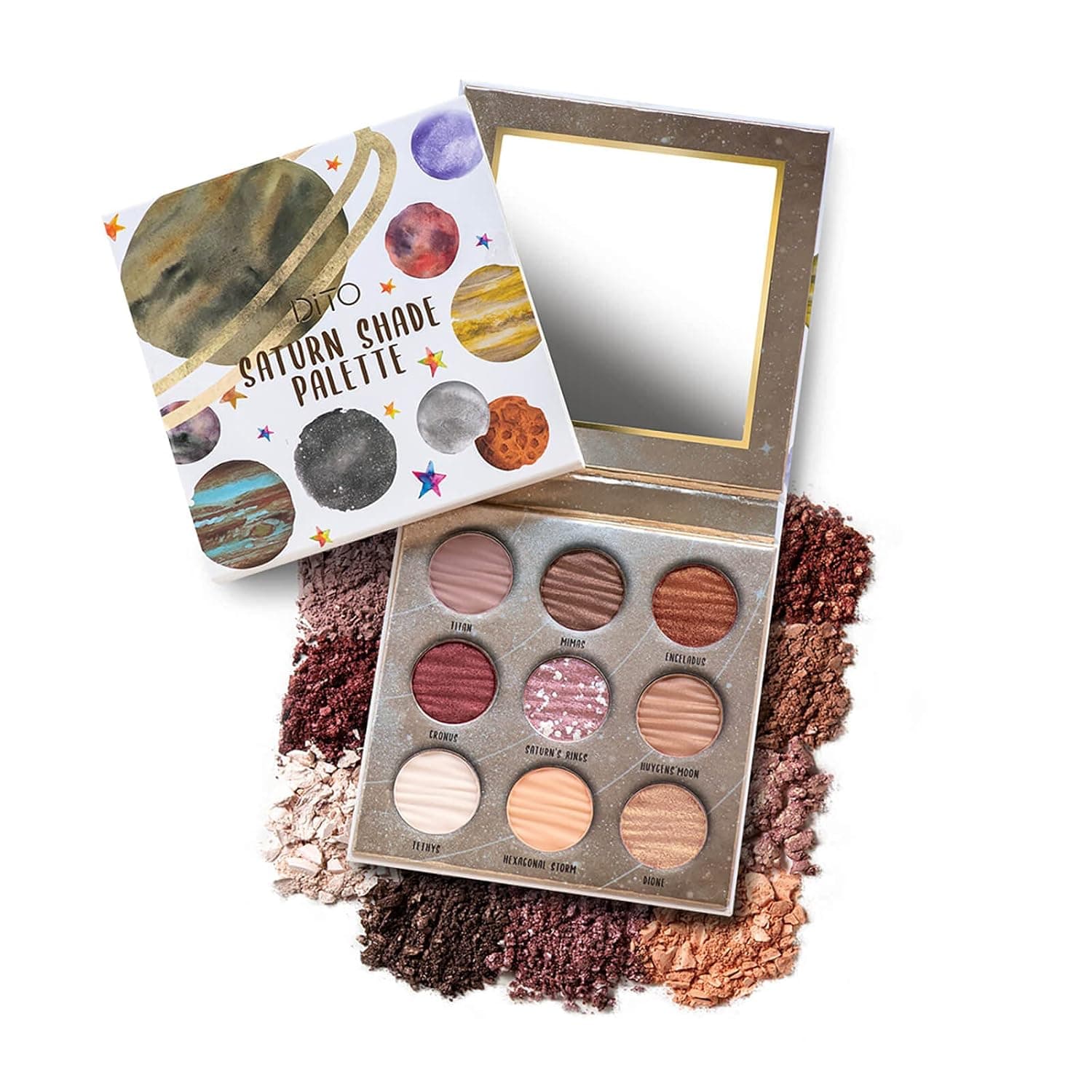 DiTO 9 Color Saturn Eyeshadow Palette, Portable Eyeshadow Pallet Matte And Shimmer,Waterproof Makeup Palette With Mirror As A Festive Gift For Wife & Lover & Mother