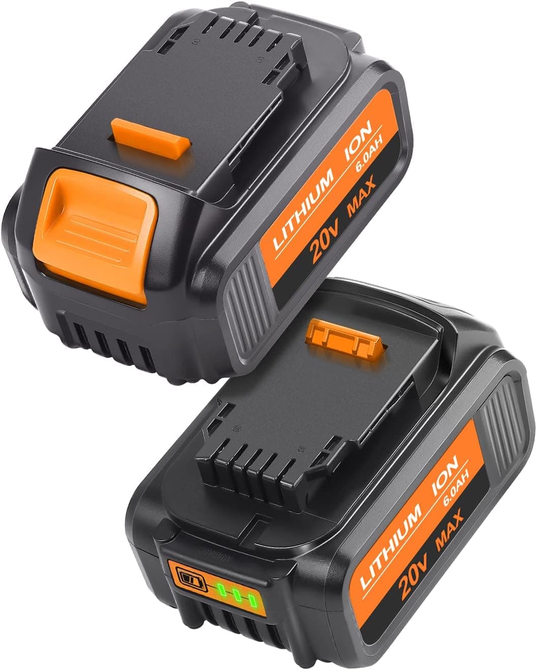 Replacement for Dewalt 6.0Ah 20V Battery 2Pack Compatible with Dewalt 20V Batteries DCB200 DCB205 DCB206 DCB204 DCB180 Compatible with 20 Volt Dewalt Batteries XR Max Cordless Power Tools(Orange)