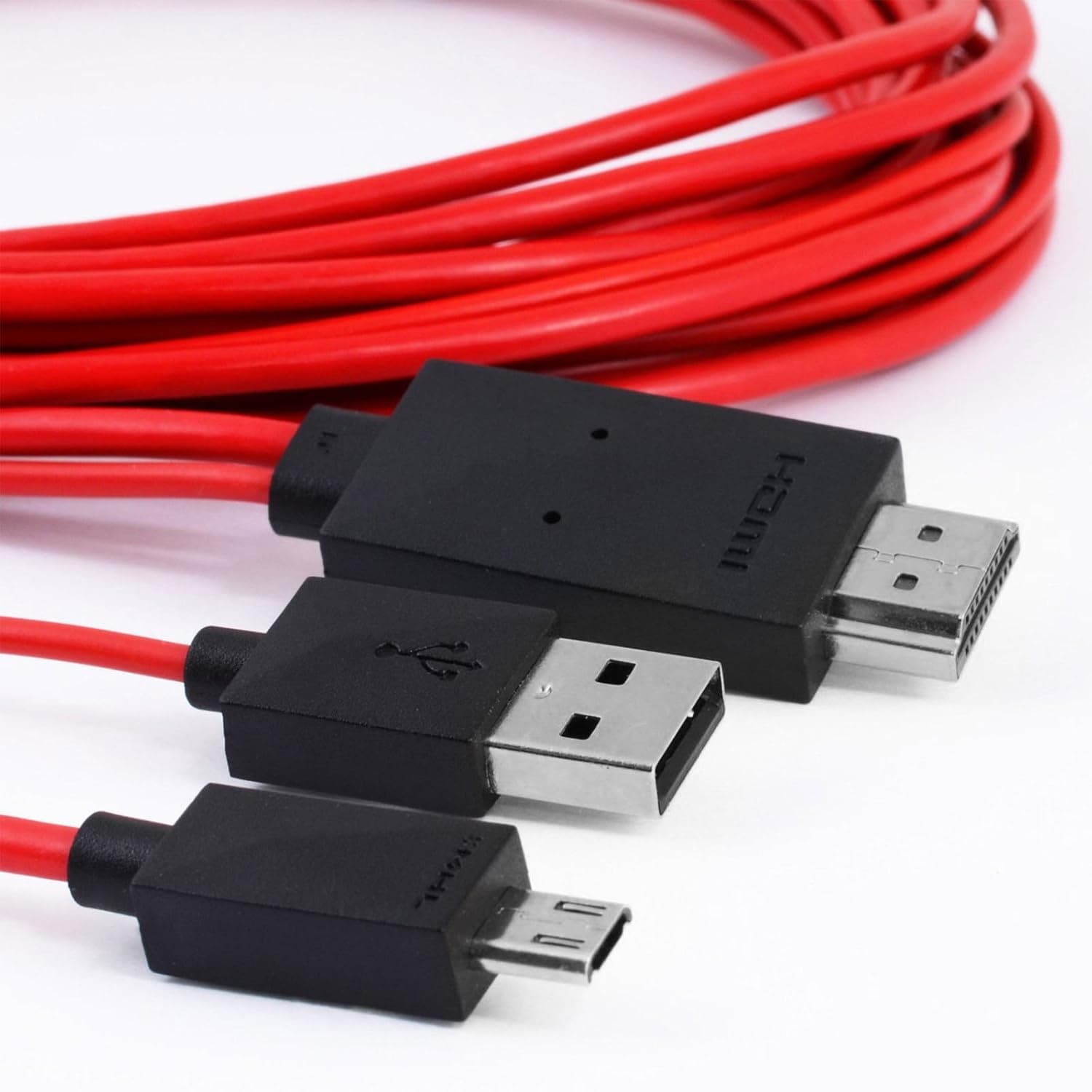 KSRplayer MHL 11 Pin Micro USB to Hdmi Adapter Cable 1080p Hdtv for Samsung Galaxy S5, S4, S3, Note 3, Note 2, Galaxy Tab 3 8.0, Tab 3 10.1, Tab Pro, Galaxy Note 8, Note Pro 12.2 6.5 Feet(Red)