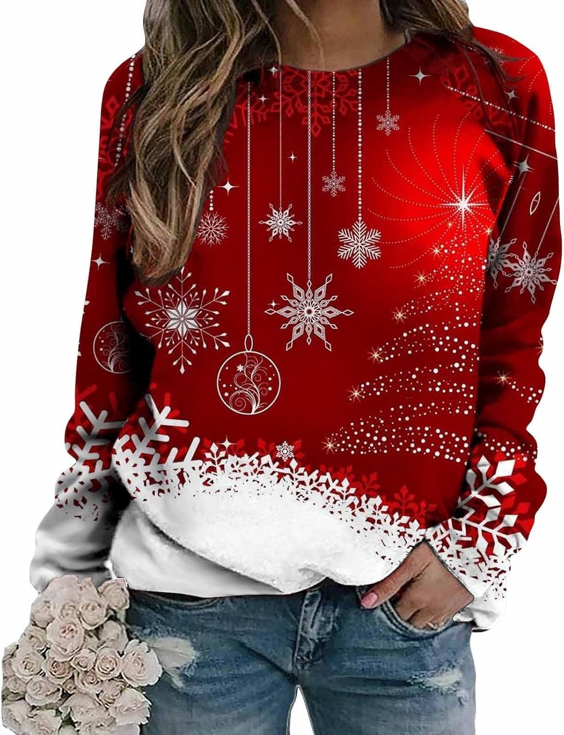 Long Sleeve Shirts for Women,Crewneck Sweatshirts Cute Going Out Tops Casual Fall Clothes Fashion Graphic Tess Y2k Clothing