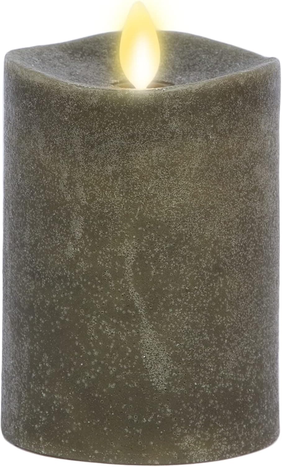 Luminara Flameless Candle LED Pillar Chalky Stone Grey Finish - Real Wax Melted Top Unscented, Remote Ready, Timer (3 x 4.5 inch)