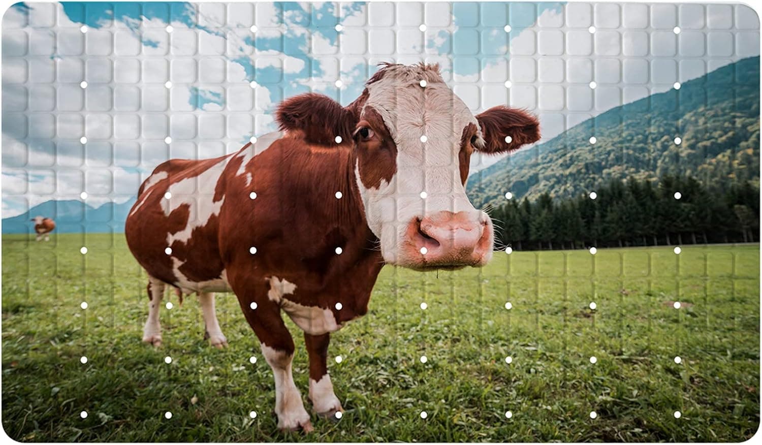 Bath Tub Shower Mat Non-Slip Cow Bathtub Mats with Suction Cups and Drain Holes Bathroom Soft Showermat 15"x27",Cute Cow