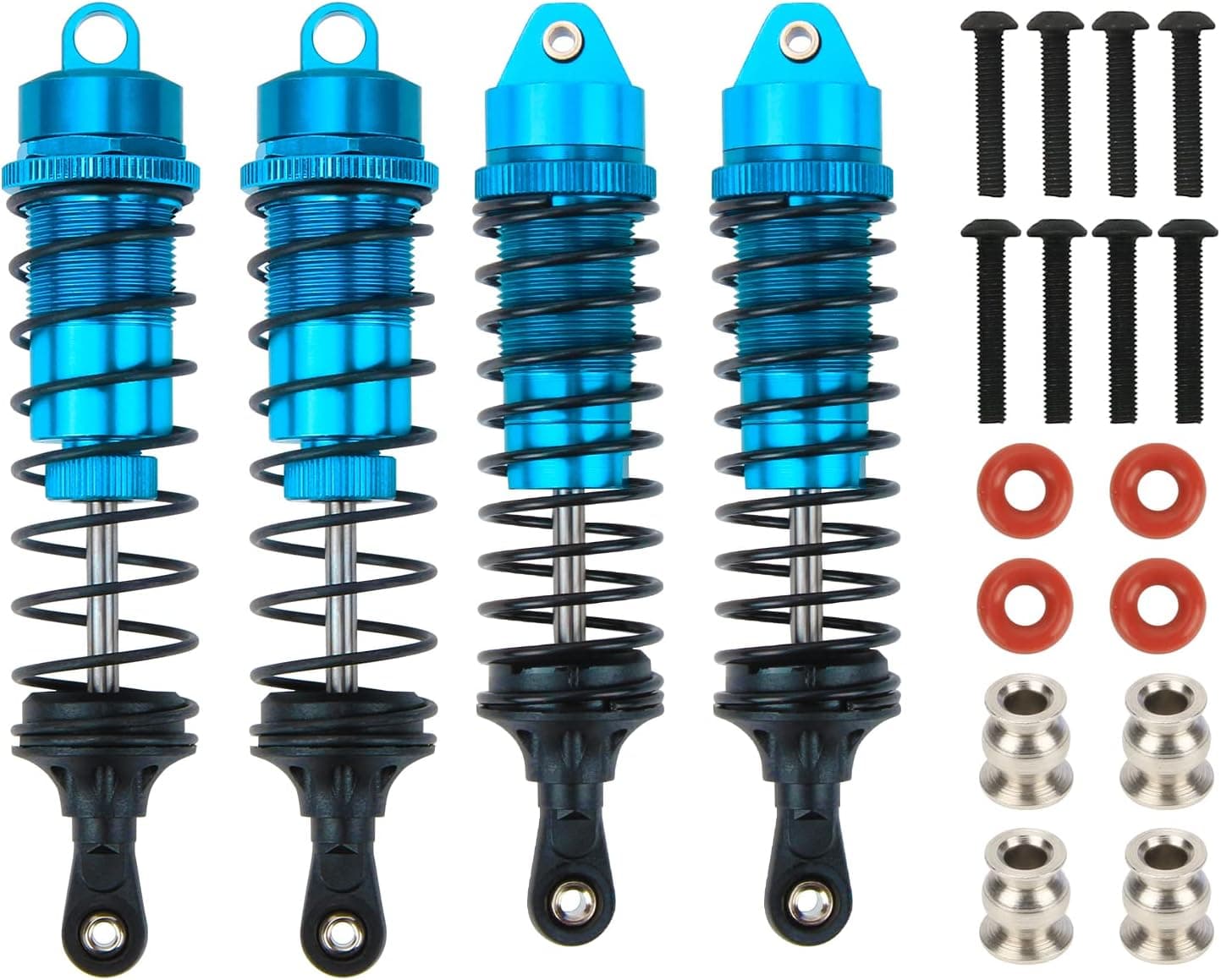 4PCS Full Aluminum Front Rear Shocks Upgrade Parts for 1/10 Arrma Big rock 4X4 Senton 4X4 Granite 4X4 Vorteks 4X4 Typhon 4X4 RC Truck,Big Bore Hops Up RC Shocks,Replace AR330550 AR330551(Blue)