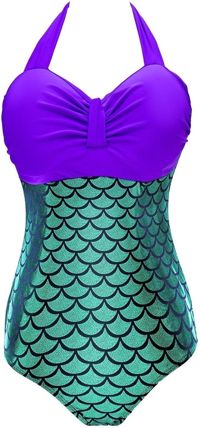 FOUNDO Womens Mermaid Swimsuit One Piece Bathing Suit Plus Size Padded Swimwear