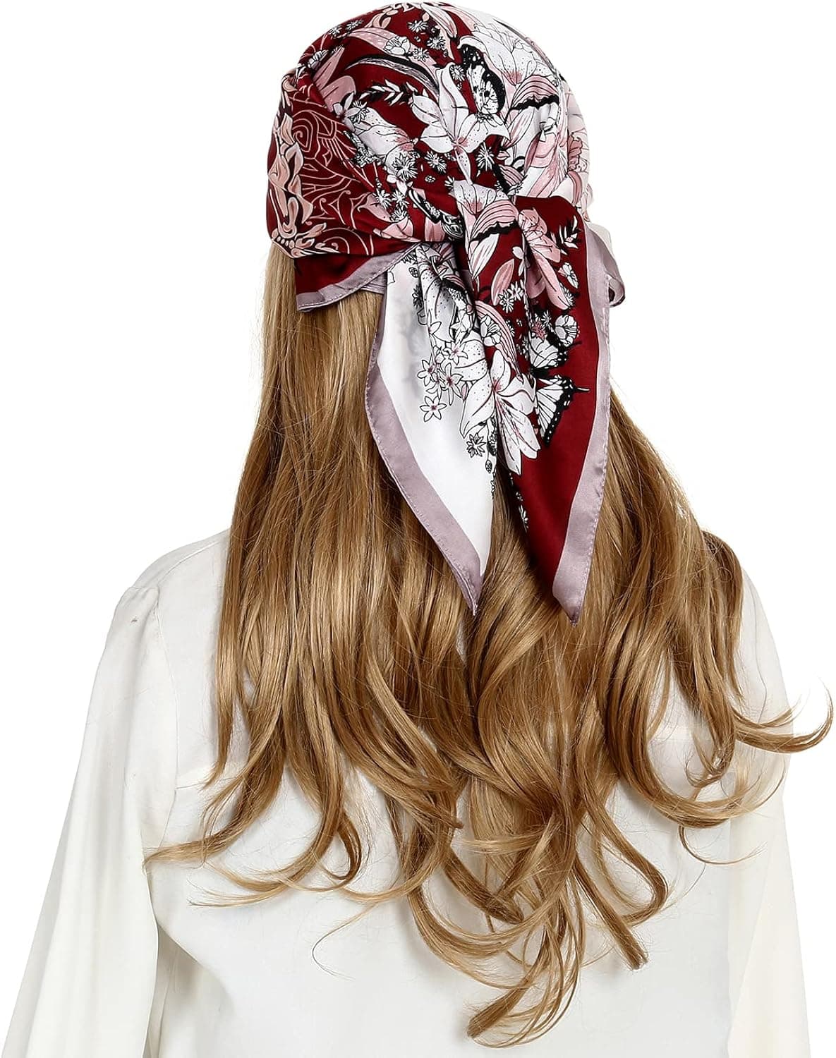 RIIQIICHY Head Scarf Like Silk Satin Hair Scarf for Women Sleeping Square Designer Scarf for Hair Wrapping at Night 27.5 Inch