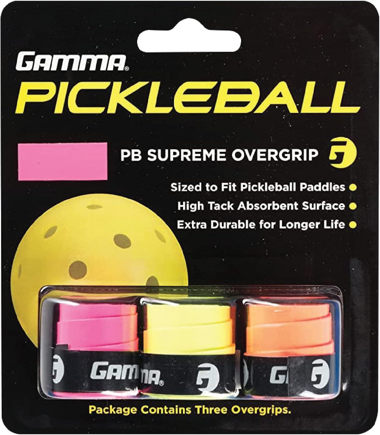 Gamma Sports Pickleball Supreme Overgrip, Easy to Apply Grip Tape for Pickle Ball Paddles, Badminton, Squash - Replacement Tacky Over Wrap Bands