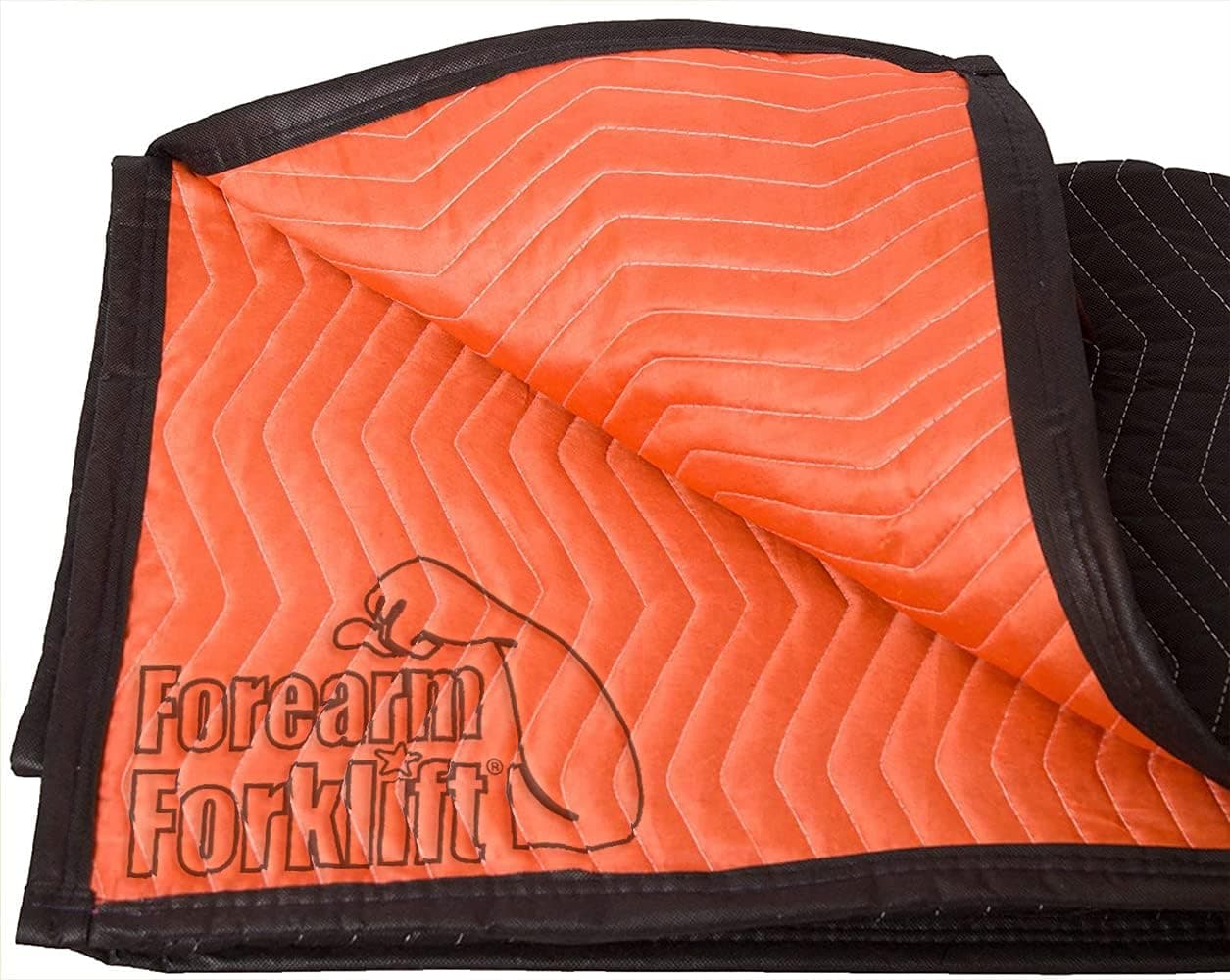 Forearm Forklift FFMB Full Size Medium Weight Quilted Moving Blanket (45.6 lb/dz), 72" x 80", Blaze Orange/Black