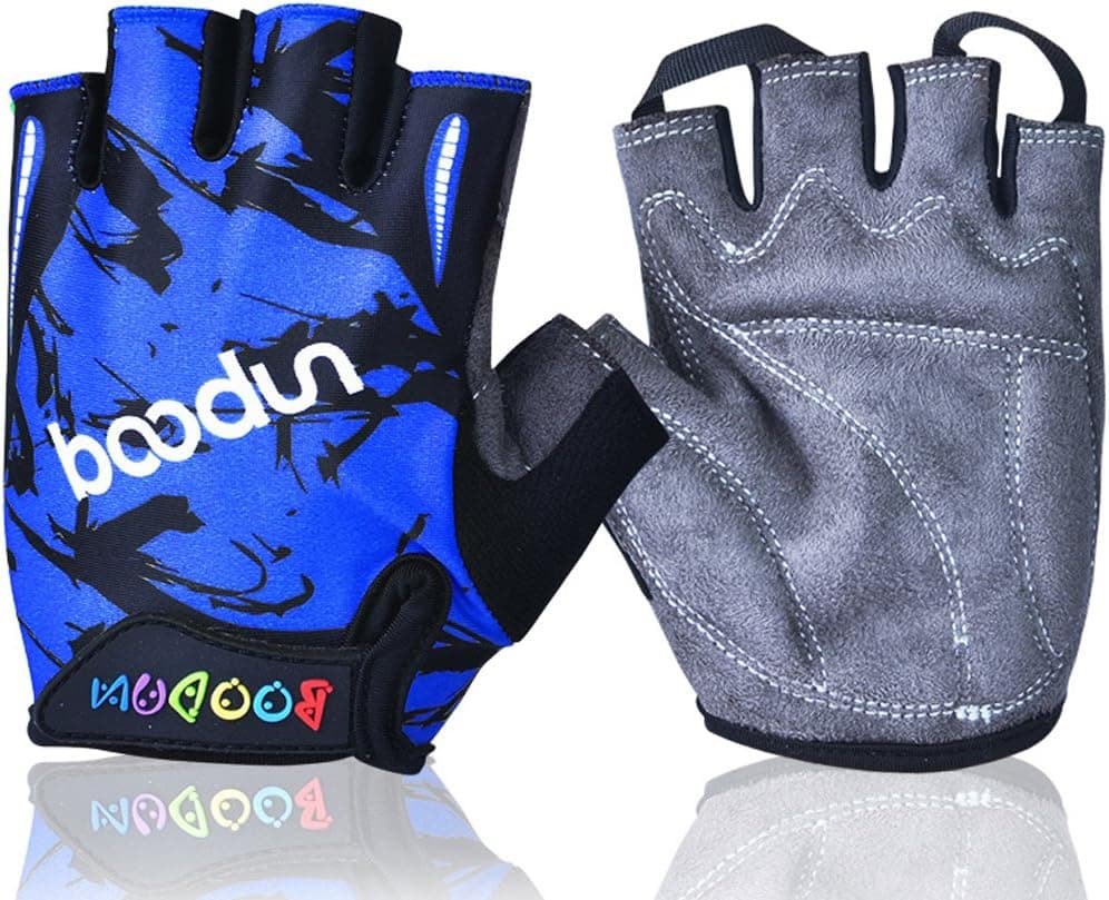 MIFULGOO Boy Girl Child Children Kid Padded Half Finger Fingerless Short Gloves Mitt Mitten for Cycling Exercise Skate Skateboard Roller Skating