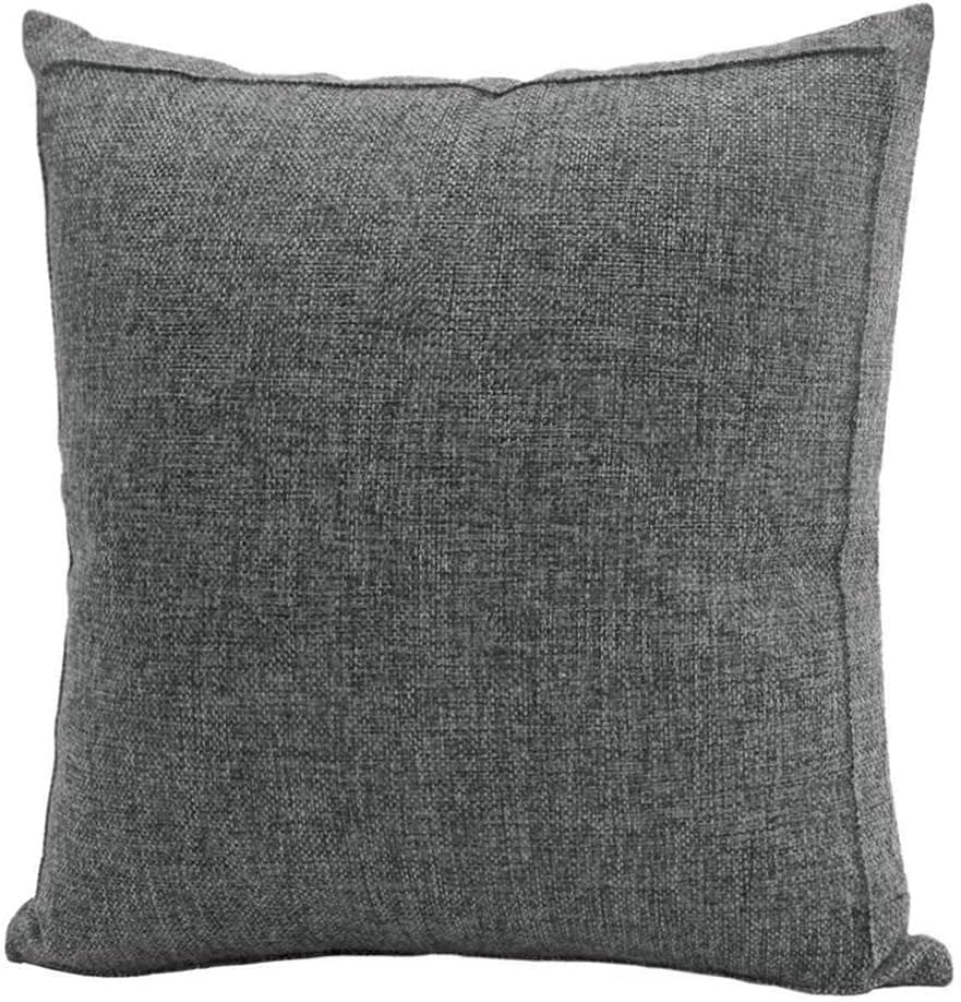 Bursonvic Throw Pillow Case Cushion Cover, Linen Burlap Home Farmhouse/Modern Decorative Square Solid Pillow Cover for Sofa/Couch/Bed (22 x 22 Inches, Dark Gray)