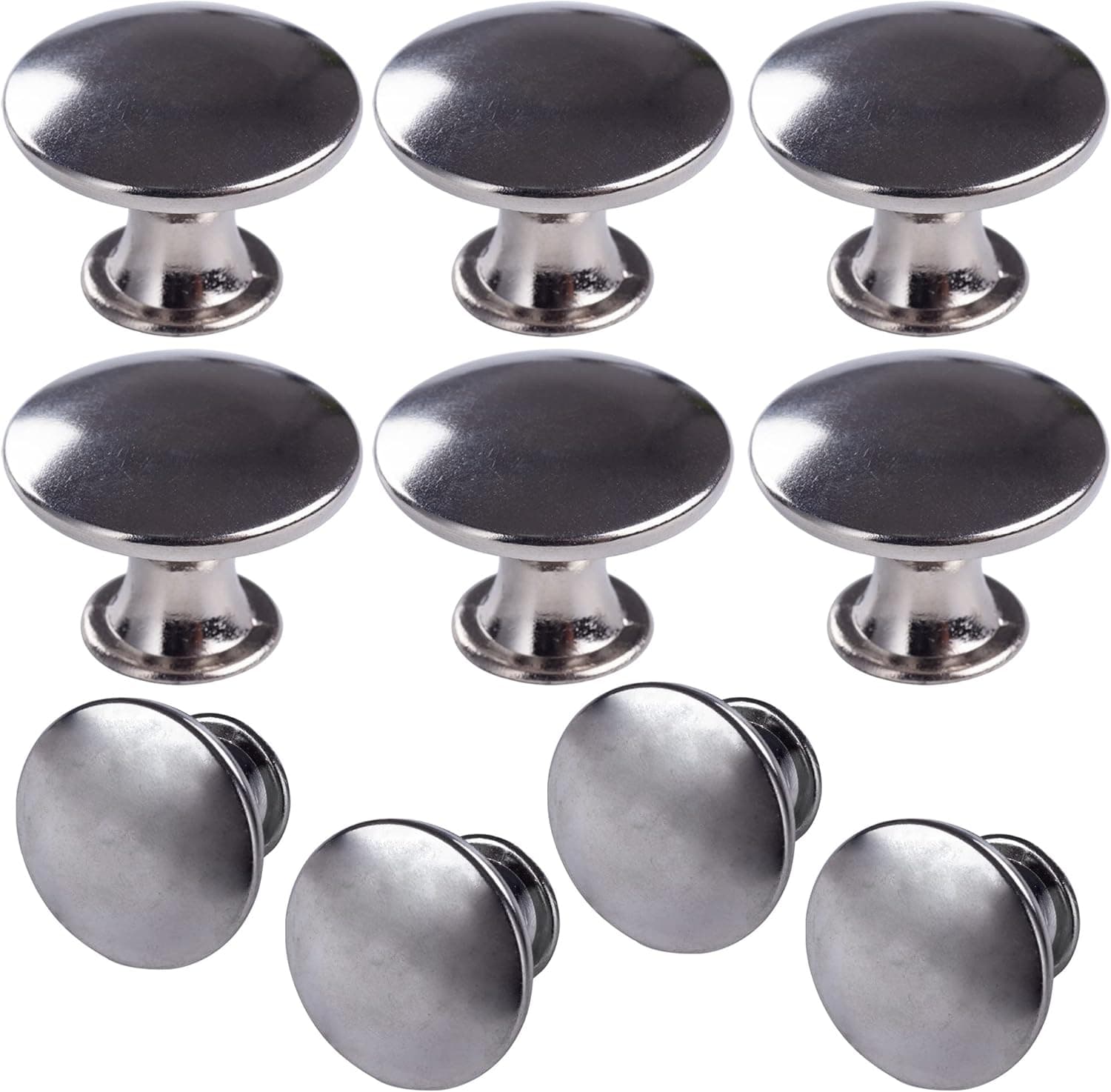 hugolem 10 Pack Silver Round Antique Brass Kitchen Cabinet Knobs Cupboard Door Knobs Drawer Handle Pulls Dresser Knobs with 11 Pcs Screws for Bathroom Drawer Door Hardware