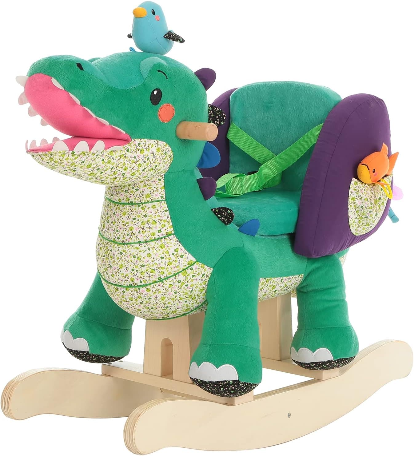 labebe Child Rocking Horse Toy, Stuffed Animal Rocker, Green Crocodile Plush Rocker Toy for Kid 6 Month -3 Years, Wooden Rocking Horse Chair/Child Rocking Toy/Rocking Horse/Rocker/Animal Ride on