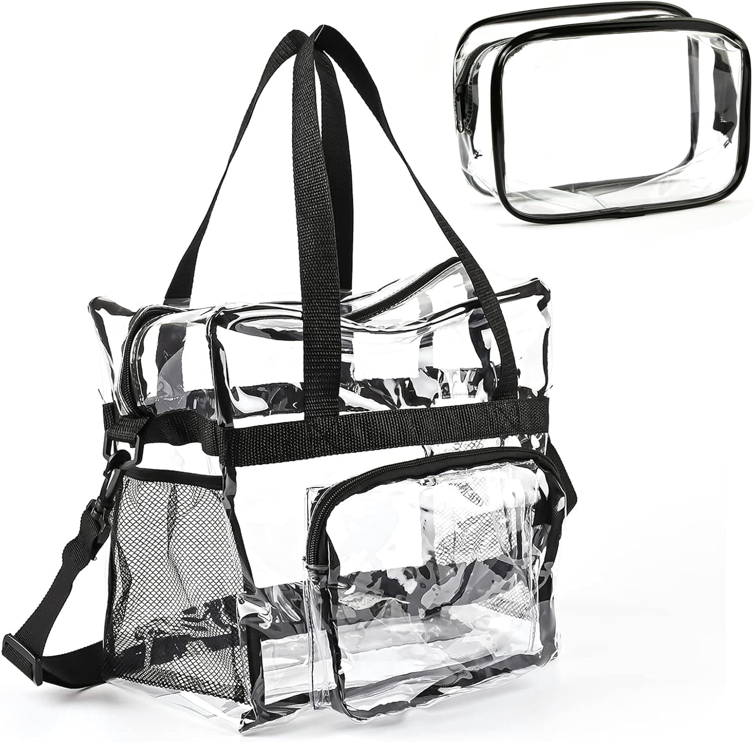 Valleycomfy 2Pcs Clear bags Stadium Approved, Security Travel & Gym Clear Stadium Bags for Work,Sports & Concerts -12 x12 x6