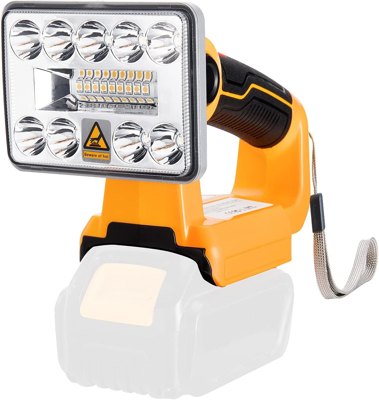 Hiesuan Work Light LED Tool Light 9W 1000LM Cordless Rechargeable Flood Light Handheld Flashlight Compatible with Dewalt 20V Max Lithium ion Battery DCB207 DCB204 DCB203