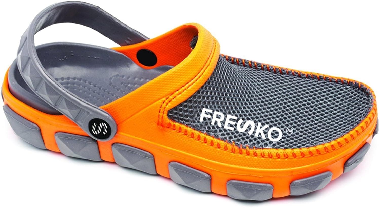 Fresko Mens Mesh 2 Tone Water Shoe Clog Shoes (Orange/Grey, 13)