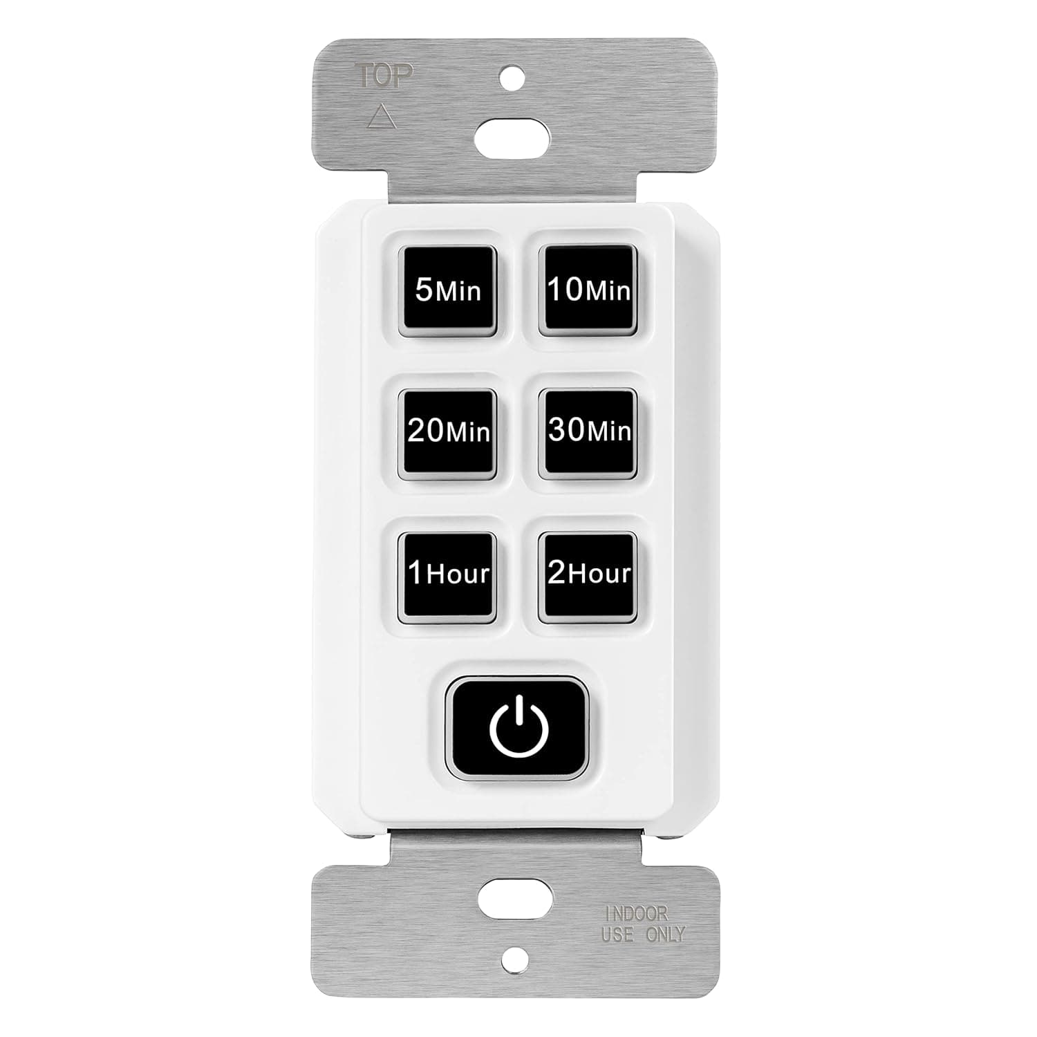 TOPGREENER 2-Hour No Neutral Wire Countdown Timer Switch, 5-10-20-30 Min 1-2 Hour Settings, for Fans and Lights, LED Indicator, 120VAC 60Hz, 1/2HP, 150W LED, UL Listed, TGT06-2H-JT-W, White