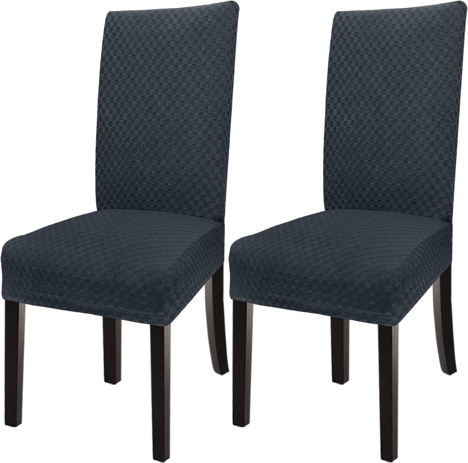 NORTHERN BROTHERS Dining Chair Covers Set of 2, Stretch Fit Washable Removable Spandex Kitchen Table Parsons Chair Protectors Slip Covers, Dark Grey