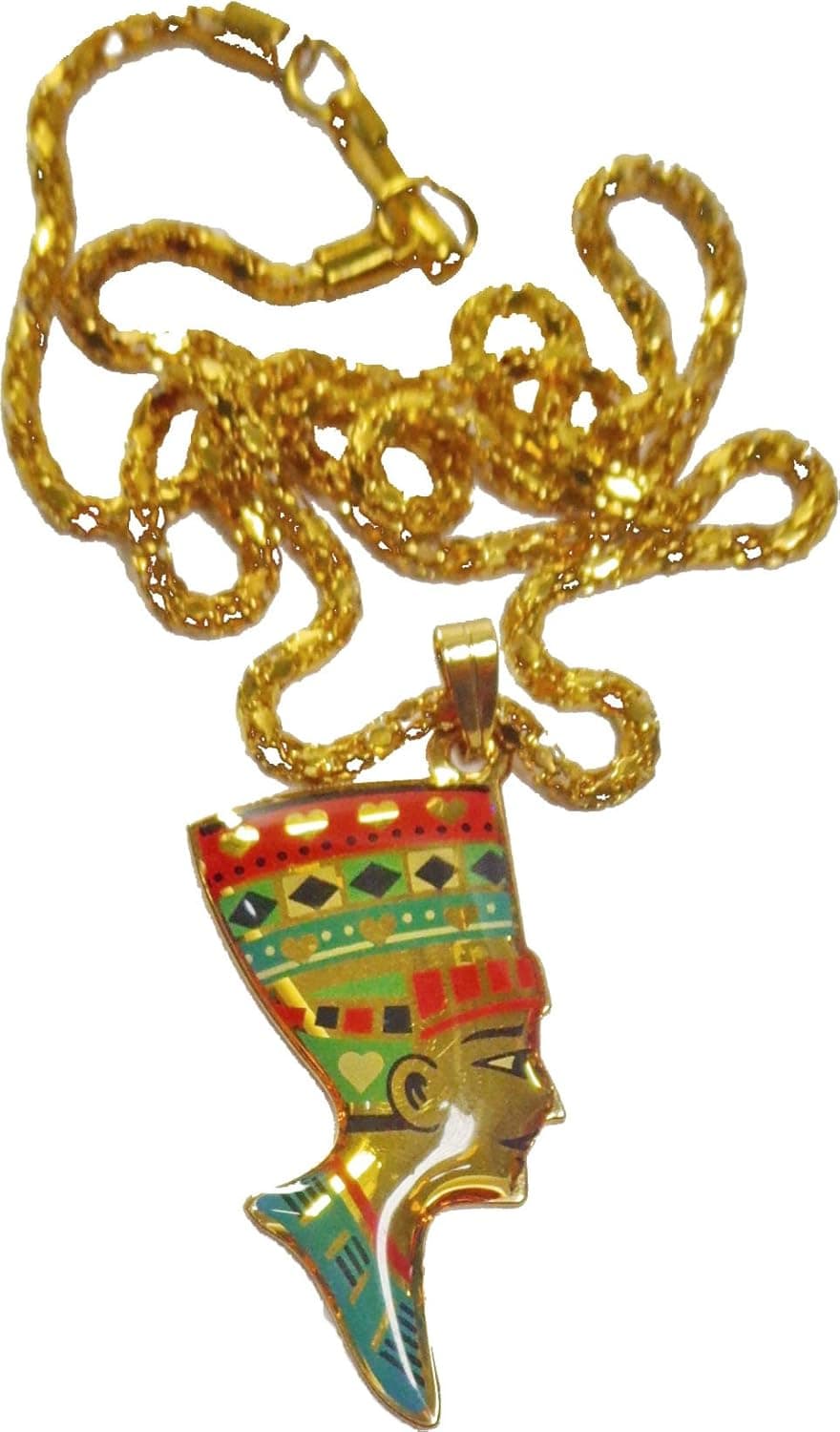 Handmade Egyptian Nefertiti Jewelry Necklace Pendant Enameled Pharaoh Egypt 102