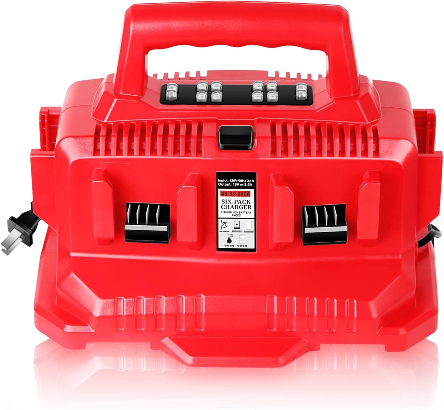 DSANKE 48-59-1806 M18 18V 6-Port Lithium-Ion Charger Replacement for Milwaukee M18 Six Pack Sequential Charger Compatible with Milwaukee 18V Battery 48-11-1850 48-11-1840 48-11-1815 48-11-1828