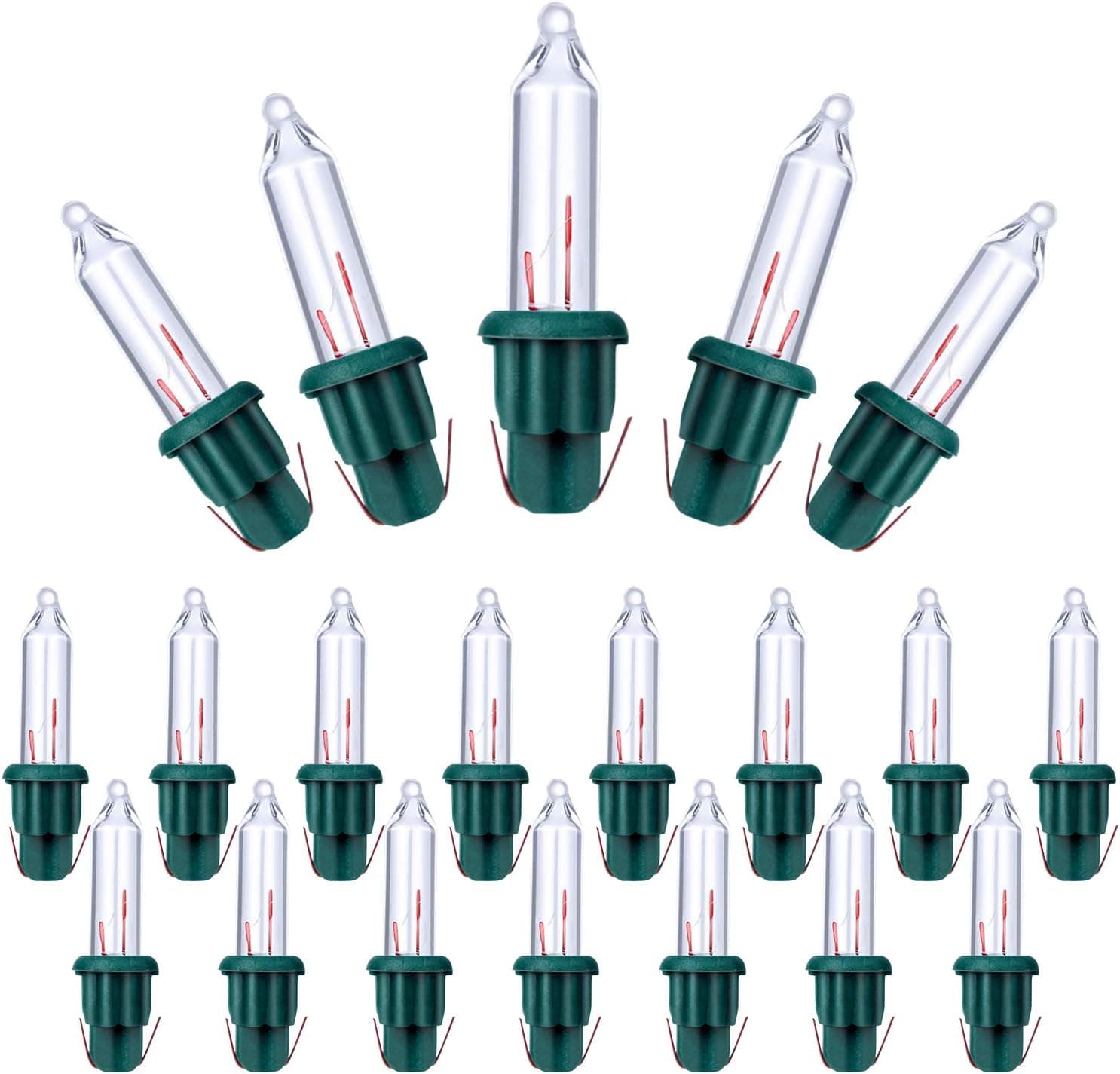 Brightown Christmas Lights Replacement Mini Bulbs 2.5 Volt 400 Count Glass Incandescent Green Base for Xmas String Lights Outdoor Indoor Holiday Party Decor, Warm White