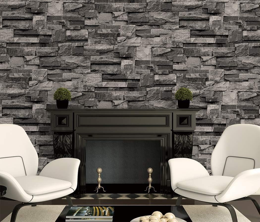 JZ·HOME 98202 Brick Stone Wallpaper Rolls,Gray/White Faux Brick Wallpaper Bedroom Living Room Bar Wall Decoration 20.8" x32.8ft
