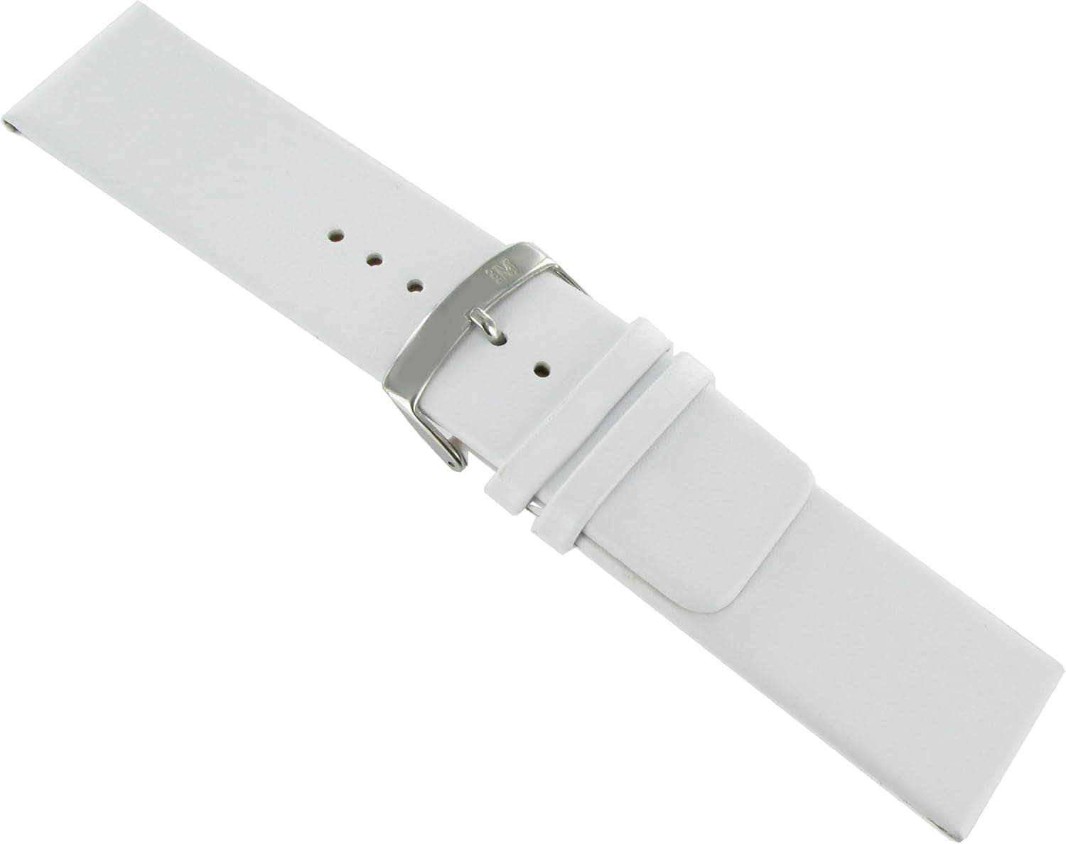 22mm Morellato Genuine Leather Flat Unstitched Square Tip White Watch Band Strap