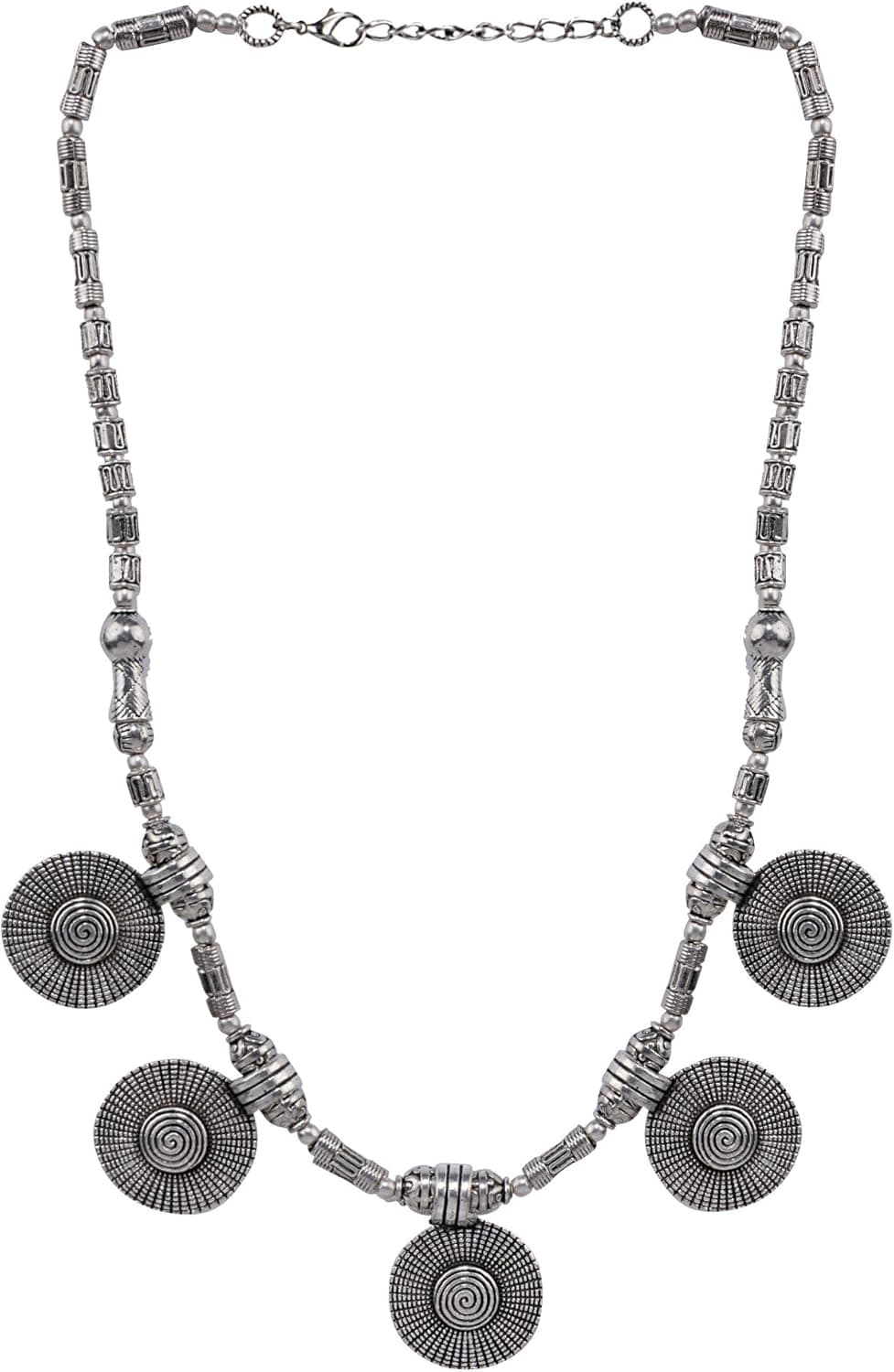 Ethnadore Bohemian Vintage Antique Tribal Indian Oxidized Silver Choker Necklace Jewelry