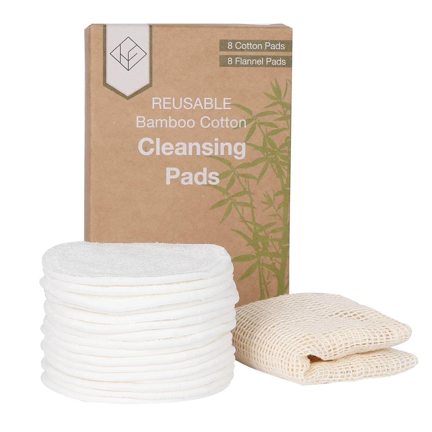 Reusable Makeup Remover Pads, House Envy 16 Pcs Ficial Cleansing Cottons with Laundry Bag, Makeup Remover Cotton Rounds, Washable Cleansing Cloths for All Skin Types