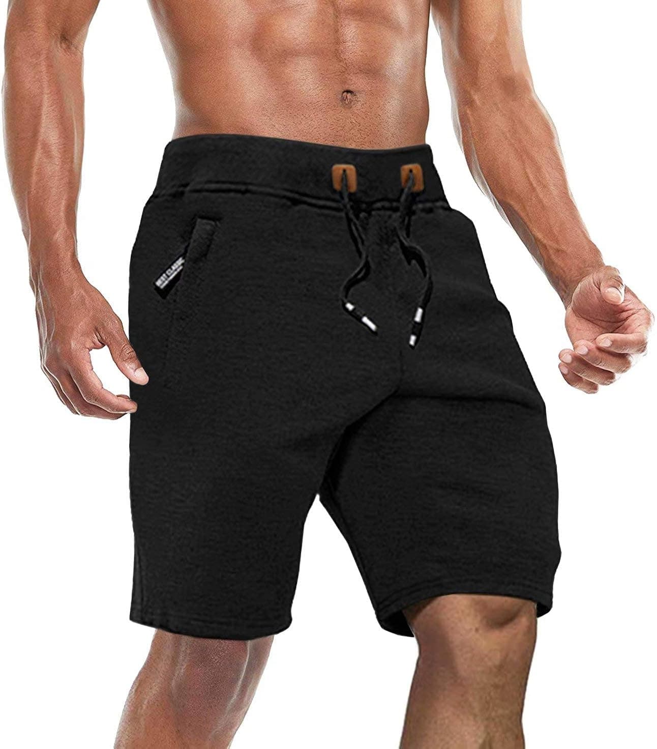 BIYLACLESEN Men's Running Shorts Lightweight Gym Training Workout Shorts Zipper Pockets