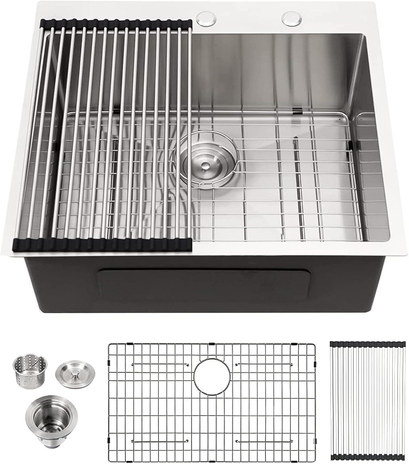 25 Laundry Sink Stainless Steel - Lordear 25" x 22" Drop In Kitchen Sink Single Bowl 16-Gauge Stainless Steel Topmount Utility Laundry Rom Sink Kitchen Bar Sink