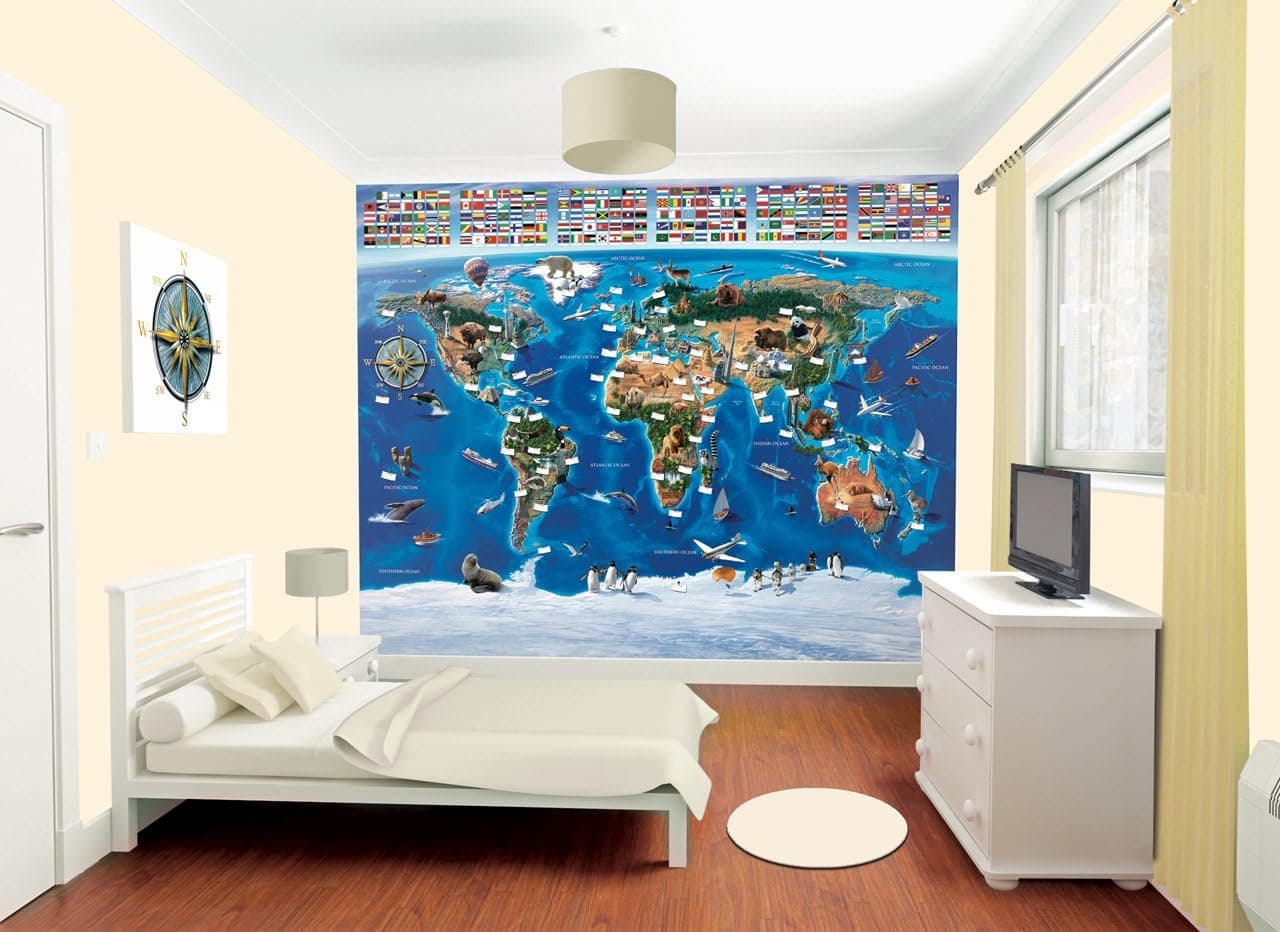 Walltastic WT41851 Map of The World Wall Mural, 10ft by 8ft, Multicolor