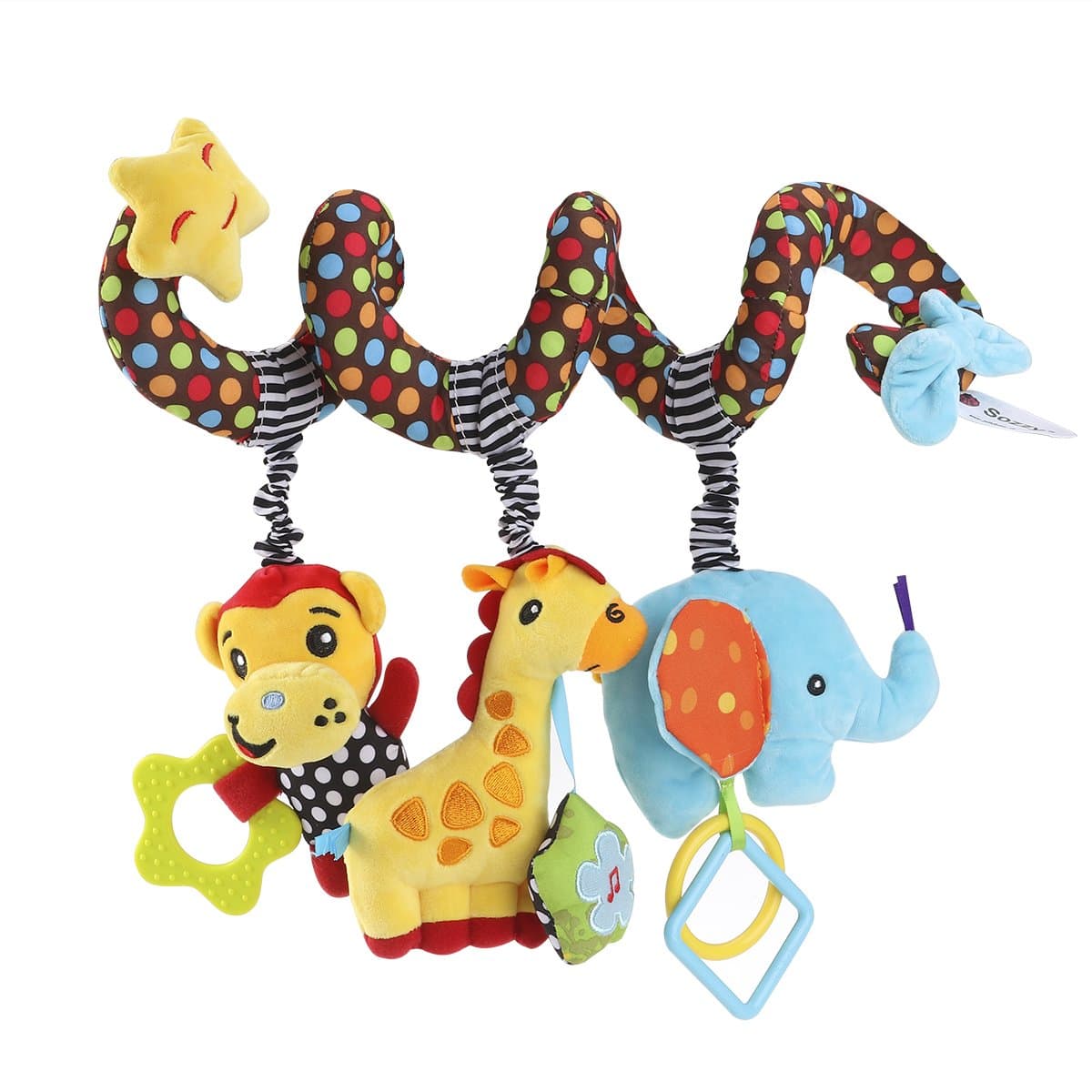 TOYMYTOY Car Seat Stroller Toys Kid Baby Spiral Bed Stroller Toy Monkey Elephant Educational Plush Toy Car Seat Hanging Toys
