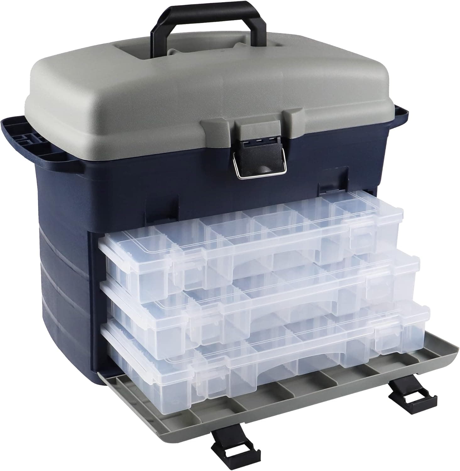 Tnqhuq Tackle Box Fishing Tackle Box Organizer Large Fish Tackle Storage Box Craft Tool Box 3 Drawers Tacklebox with Portable Handle