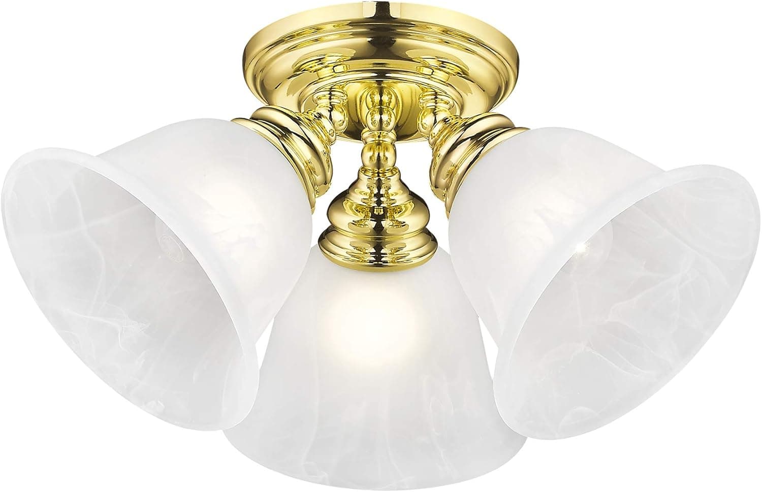 Livex Lighting 1358-02 Essex 3-Light Ceiling Mount, Polished Brass