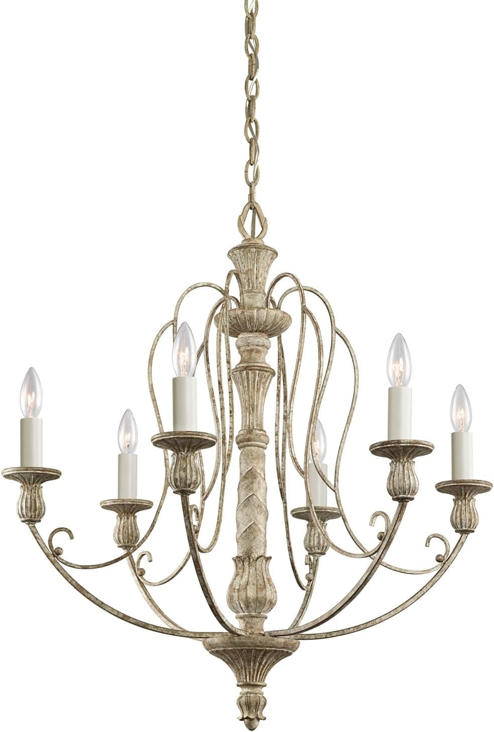 Kichler 43257DAW Hayman Bay Chandelier 6-Light, Distressed Antique White