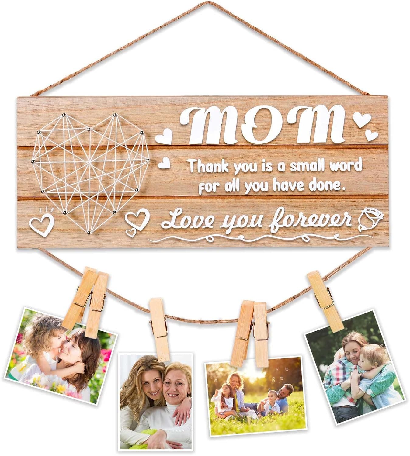 Birthday Gifts for Mom from Daughter Son, Mom Gift for Mothers Day, Valentines Day, Thanksgiving, Christmas, Personalized Wooden Picture Frame Gifts for Mother-In-Law Stepmom