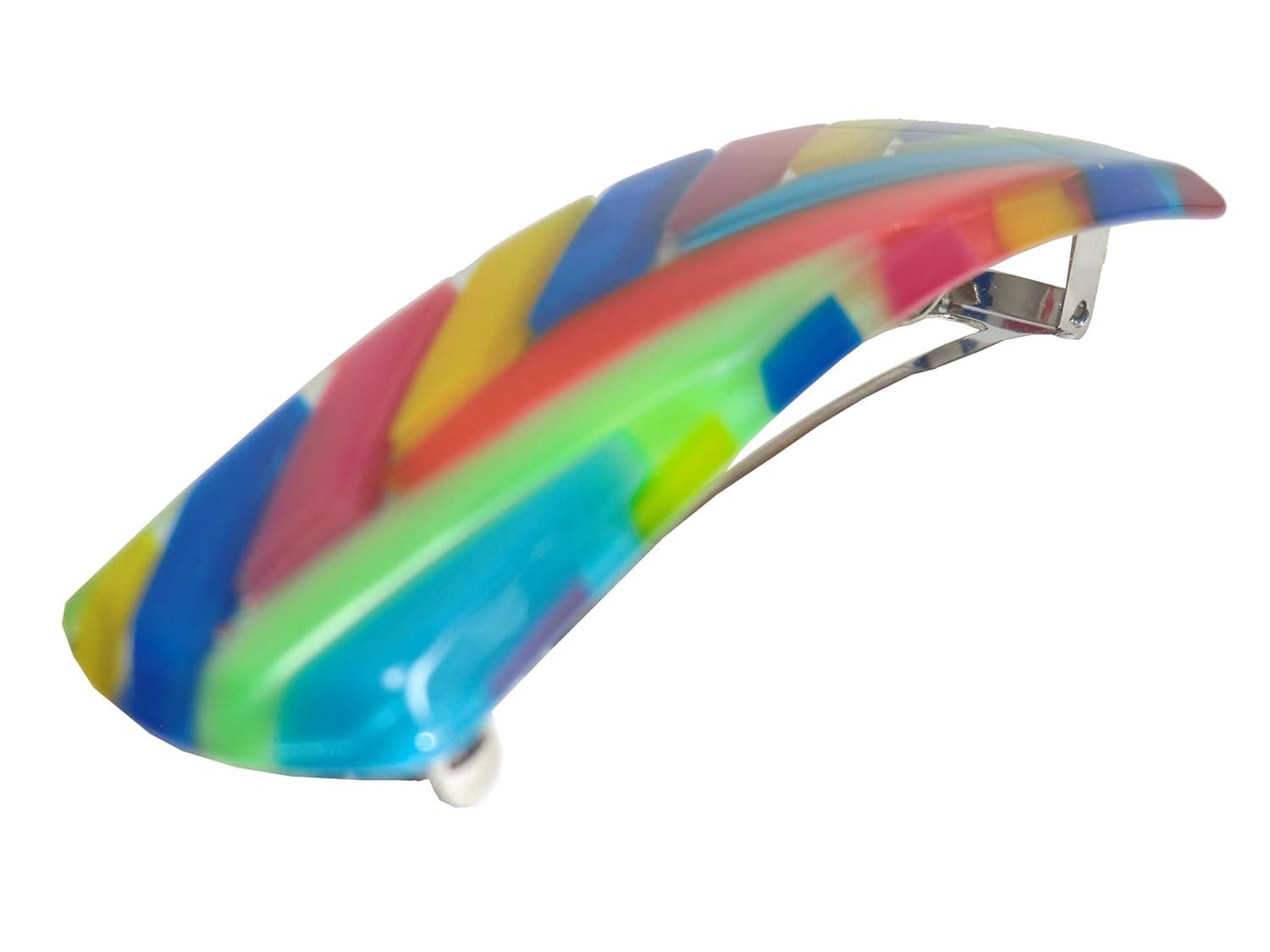 Charles J. Wahba Classic Rounded Rectangle Barrette - Rainbow Stripes