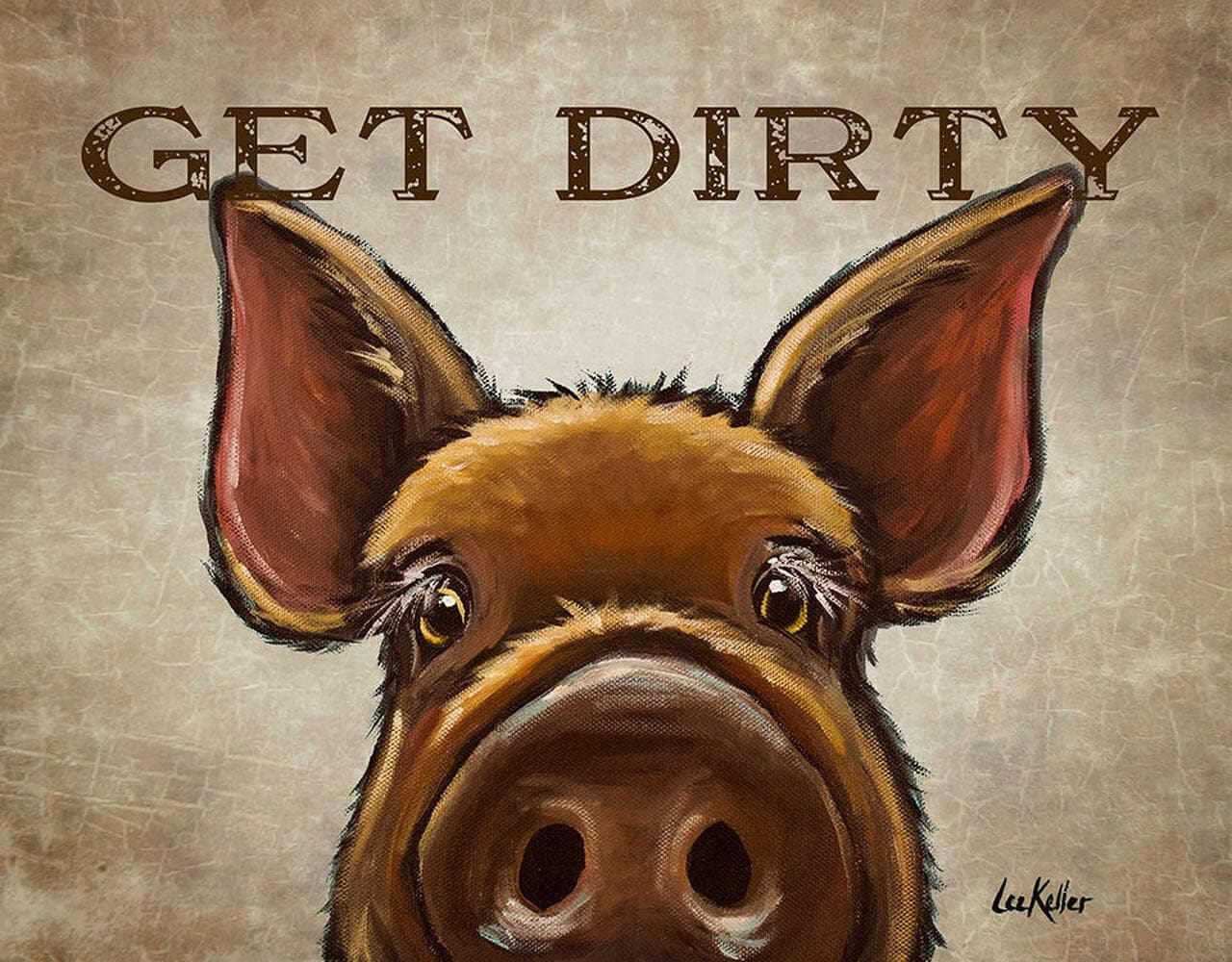 Desperate Enterprises Get Dirty - Pig Tin Sign - Nostalgic Vintage Metal Wall Décor - Made in USA