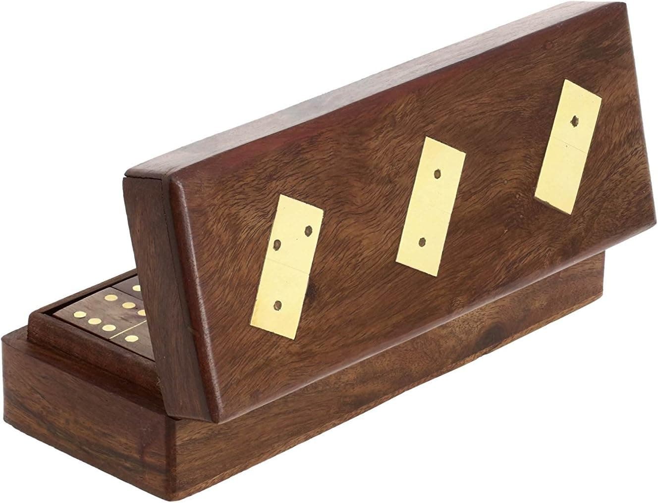 SKAVIJ Wooden Double 6 Domino Set 28 Tiles with Storage Box Tile Game
