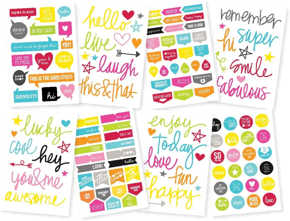 Simple Stories DIY Stickers, 4 by 6-Inch, Words, 8 Per Package