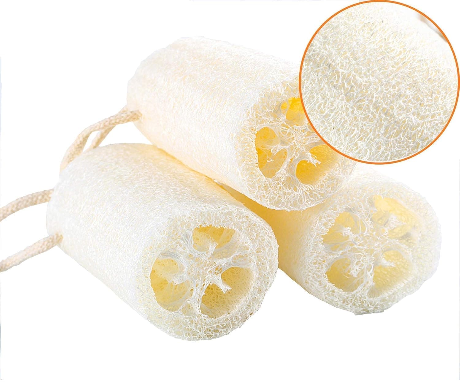 Natural Loofah Sponge 3 packs of 6" length, Bath & Shower Body Exfoliating Loofa Brush Organic Body Scrubbers SPA Beauty for skin