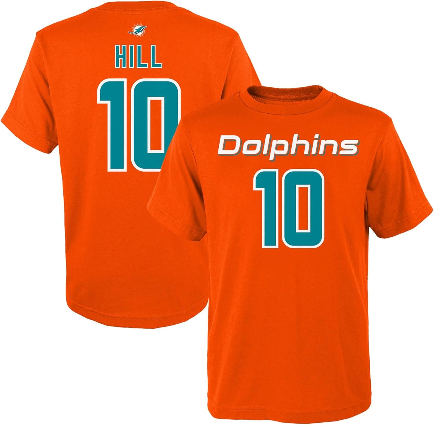 Outerstuff Youth Tyreek Hill Orange Miami Dolphins Mainliner Player Name & Number T-Shirt