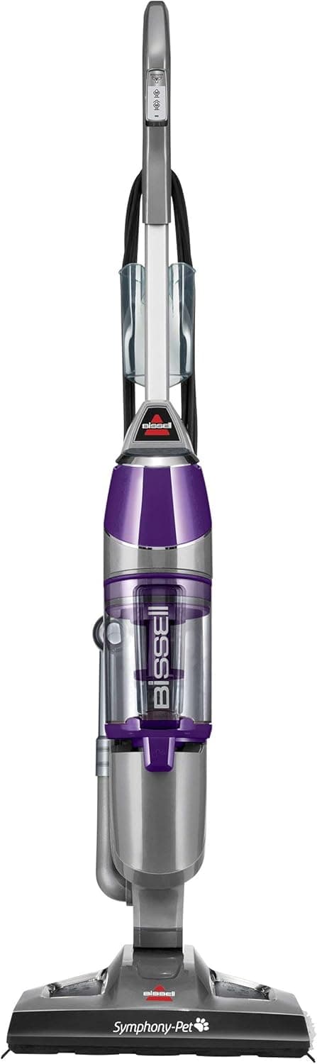 Bissell Symphony Pet Steam Mop and Steam Vacuum Cleaner for Hardwood and Tile Floors, with Microfiber Mop Pads, 1543A - COLOR MAY VARY(Renewed)