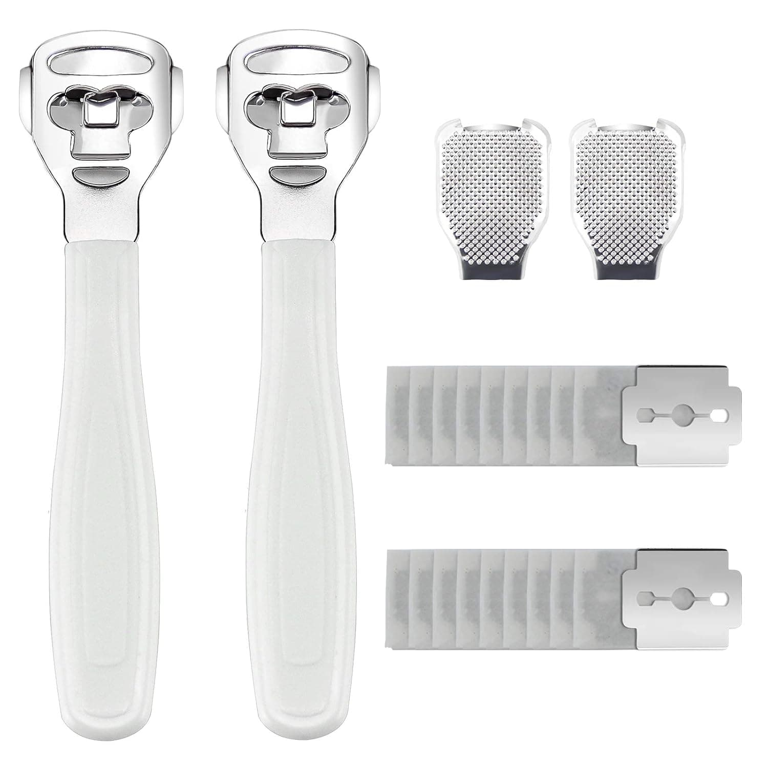 Remover Foot Razor Pedicure Kit For Hand Feet and Callus Dead Skin,Cenipar foot shaver for Feet Plastic Handle 20 Replacement blade 2 Callus Shavers and 2 Foot Scraper Head