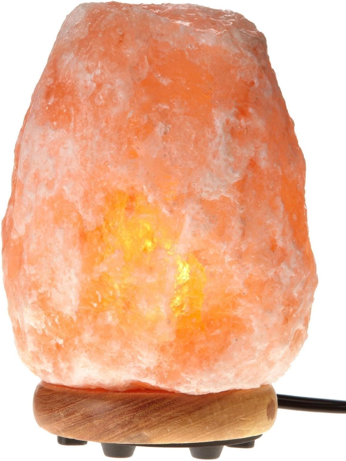 WBM Himalayan Glow Hand Carved Natural Crystal Himalayan Salt Lamp With Genuine Neem Wood Base, Bulb And Dimmer Control...