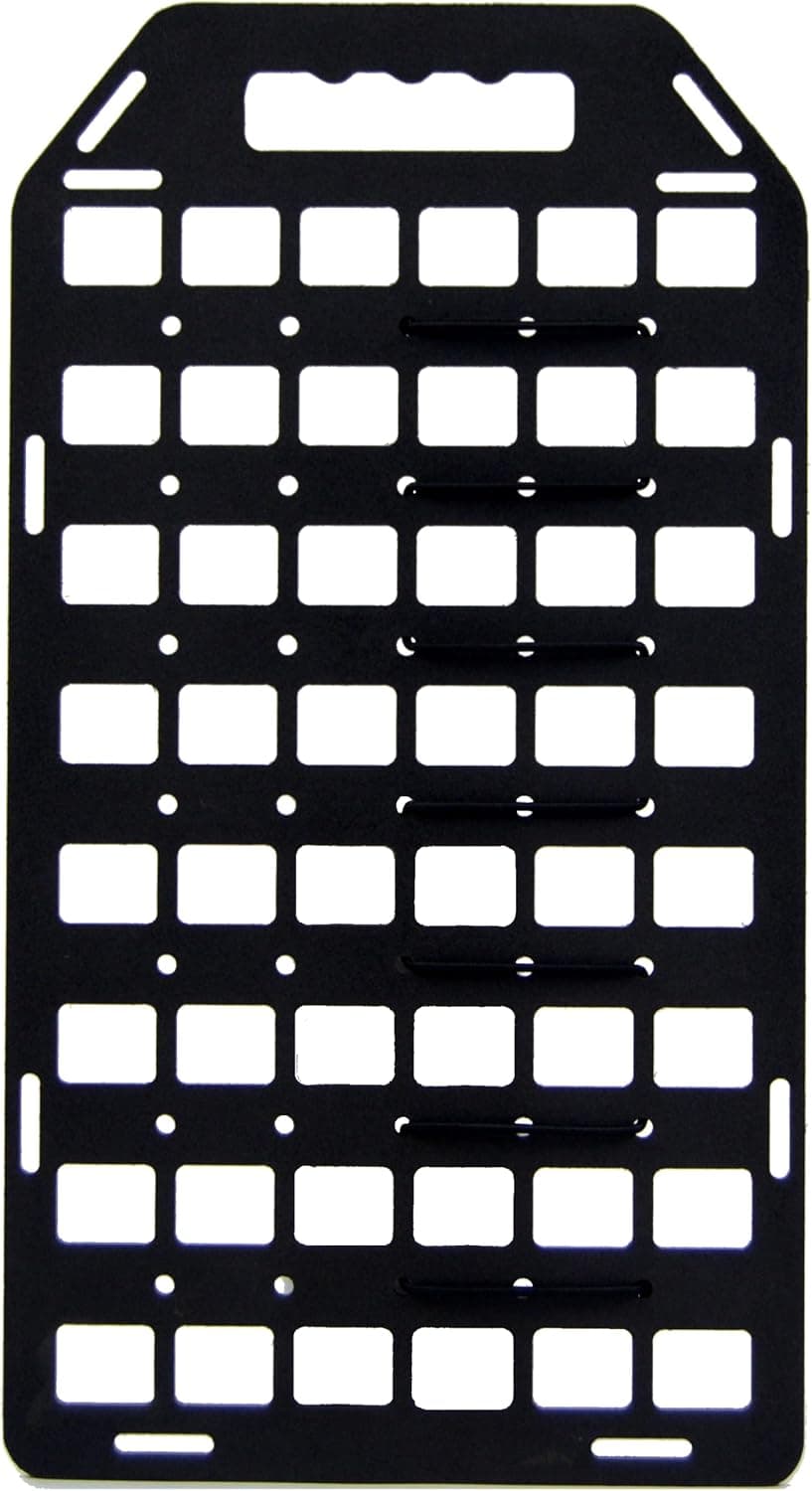 High Caliber Molle Panel 10" X 18.5" - Portable Gear Organizer - Easy Grip Handle for Backpack Tactical Equipment Storage Pouches Holsters Holder Gun Rack Mount Molly Panel - Black Color