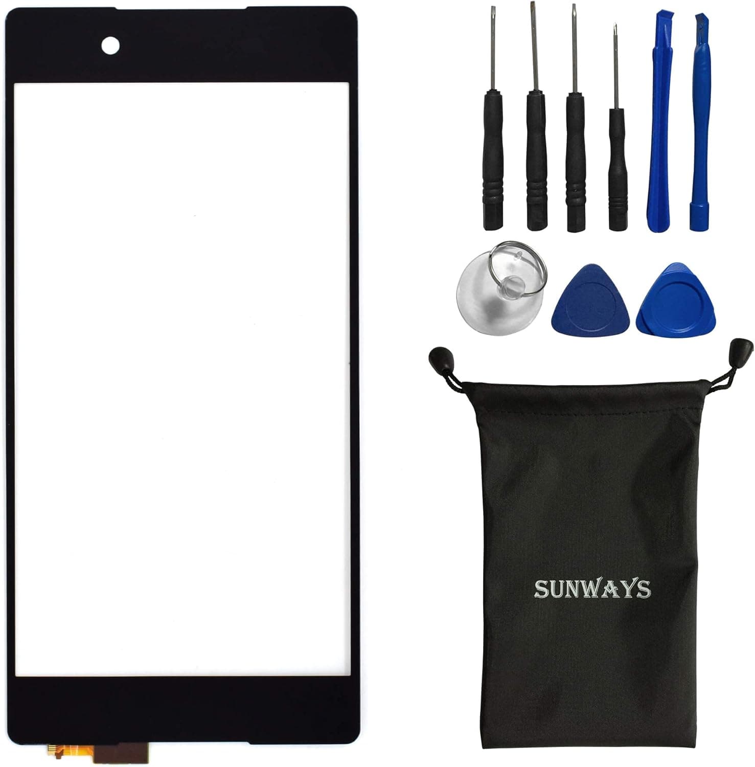 Sunways Black Touch Digitizer Screen Glass Replacement for Sony Xperia Z3+ Z3 Plus Z4 E6553 E6533 with Device Opening Tools