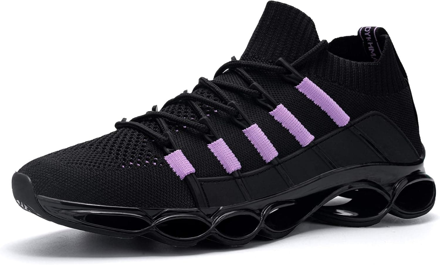 DYKHMILY Steel Toe Safety Sneakers for Women Lightweight Slip on Work Shoes Slip Resistant Breathable Running Shoe(10,Black Purple,D91868)